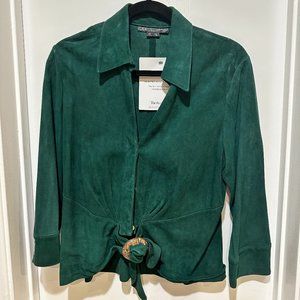 Lafayette 148 Suede V-Neck Blouse